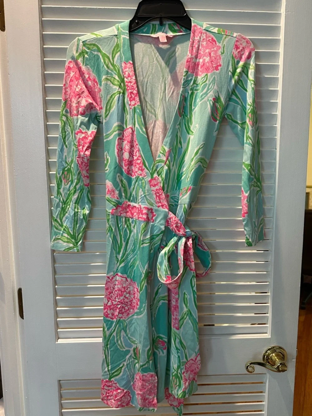 Lilly Pulitzer Meridian Wrap Dress Poolside Blue Going Stag - Picture 2 of 4